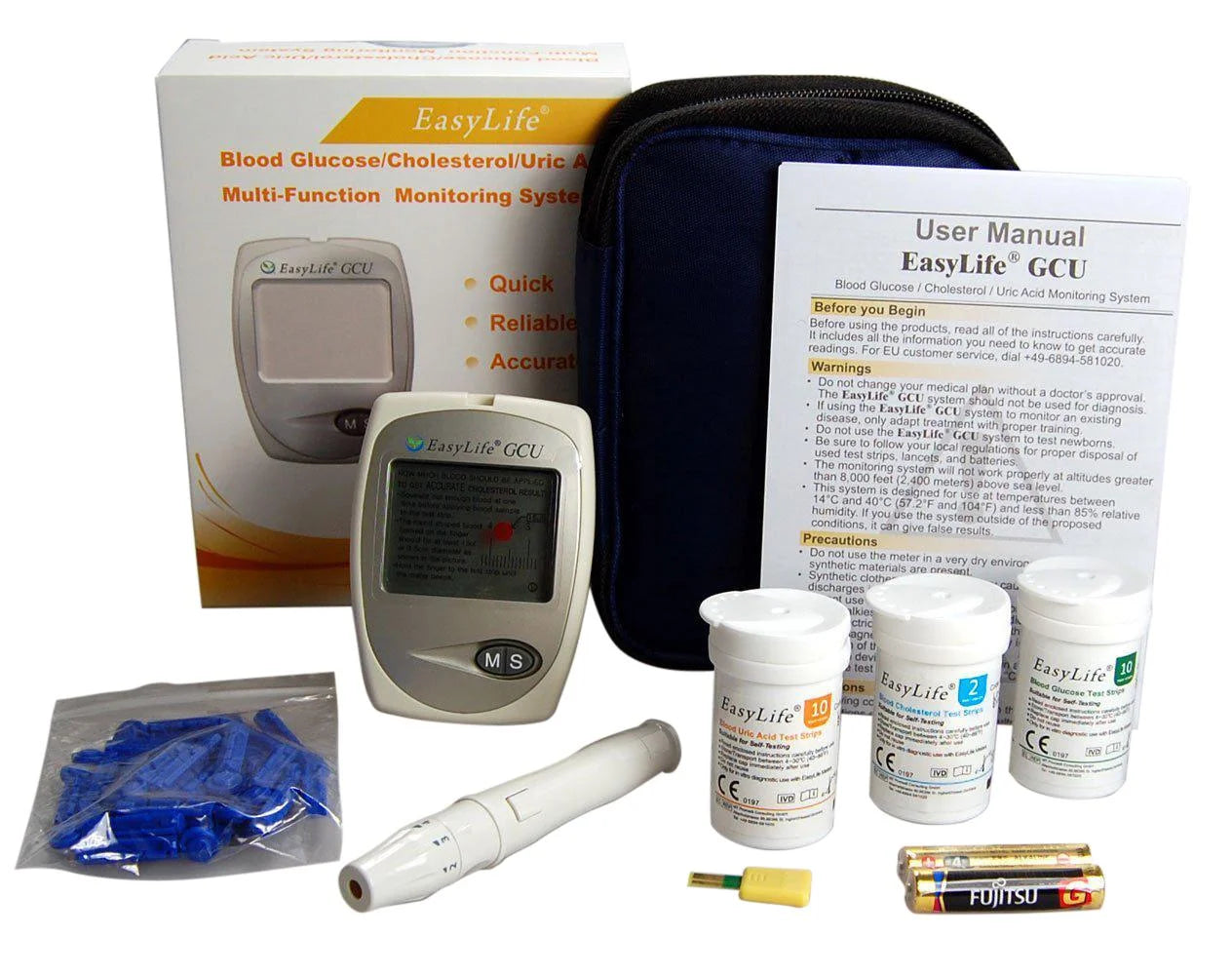 Easylife Cholesterol Meter Glucose Meter Uric Acid Meter 3 in 1 starter pack
