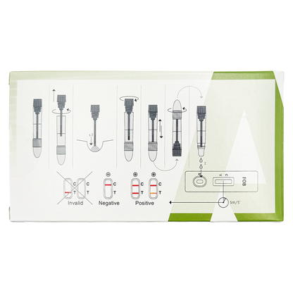 AllTest Faecal Occult Blood Test Kit with instructions on a white background