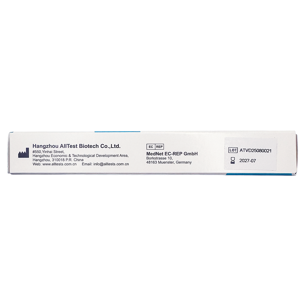 Vitamin D Test packaging with branding and contact information on a white background